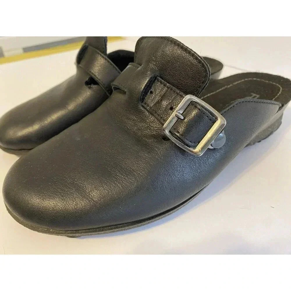 Rohde Women’s Black Leather Mules Clogs Shoes Sz EU39 US8.5 Slip On lined